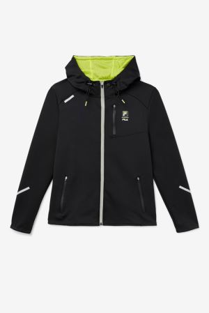 FILA Coulty Tech Hoodies Black / Light Green,Mens Clothing | CA.OGARYI782